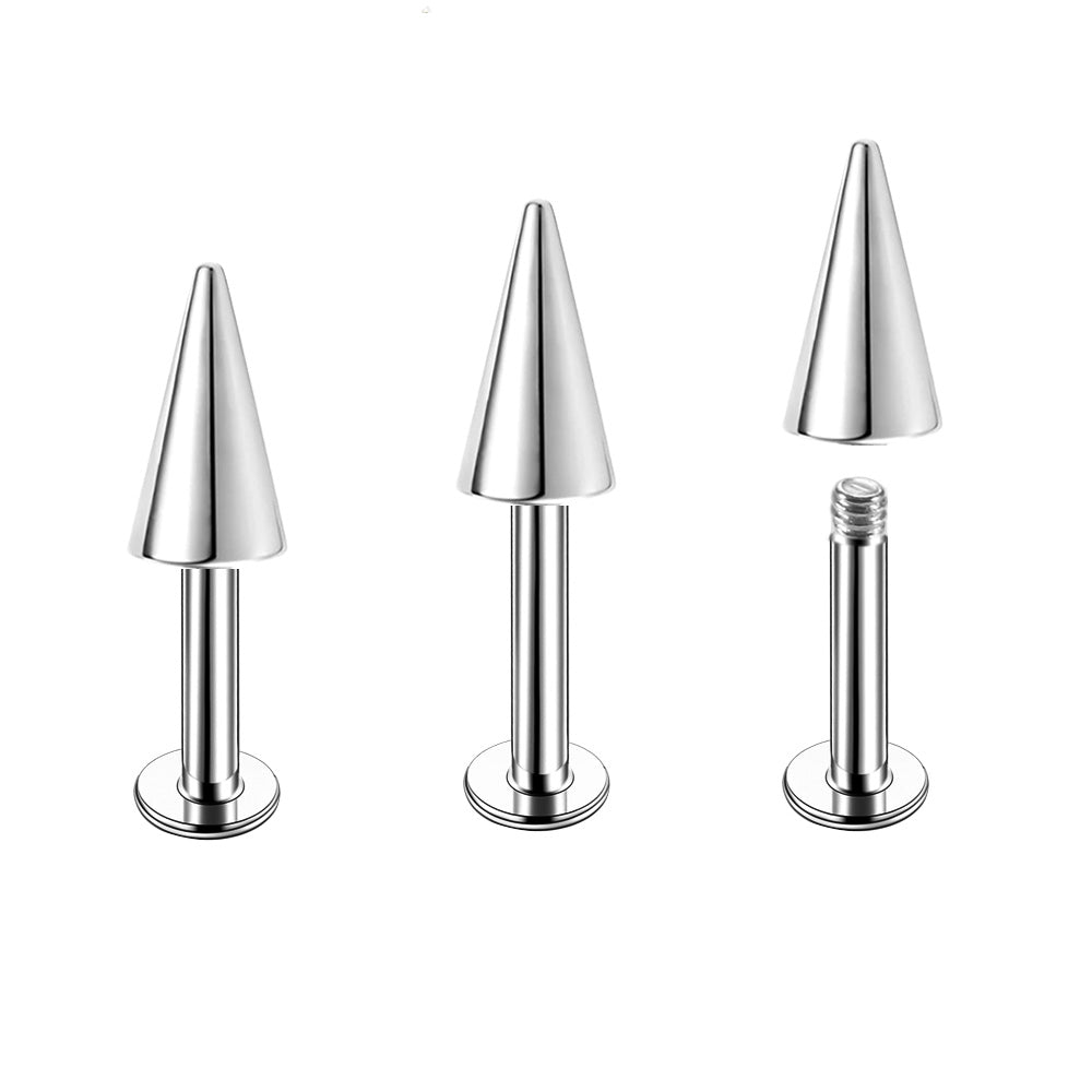 2Pcs-Pack 8.7mm Long Spike Earrings Stainless Steel Labret Bar Lip Piercing Cone Helix Spike Piercing Ear Studs Jewelry