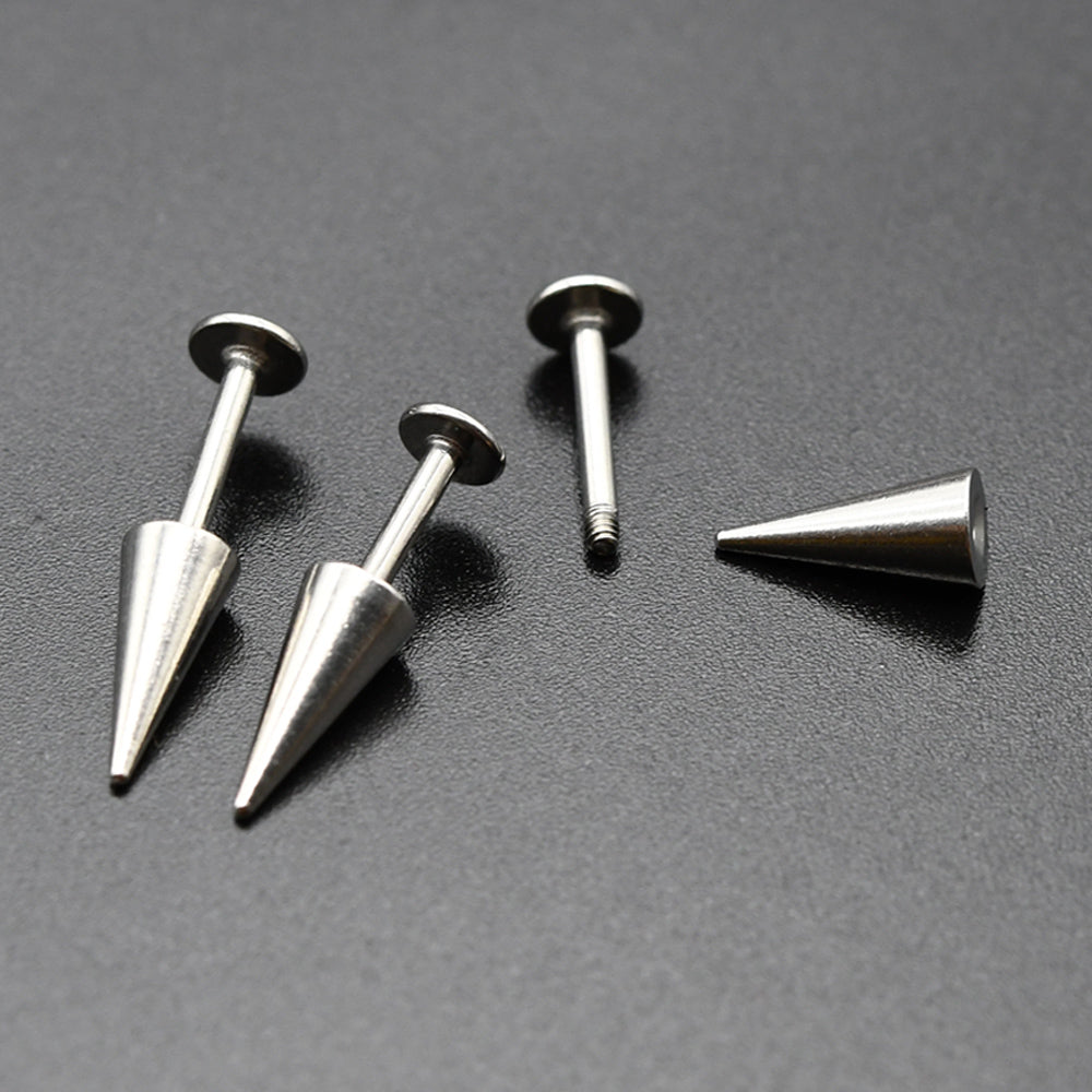 2Pcs-Pack 8.7mm Long Spike Earrings Stainless Steel Labret Bar Lip Piercing Cone Helix Spike Piercing Ear Studs Jewelry