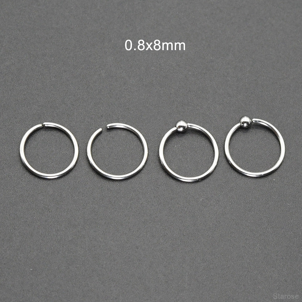 24 Pcs-Pack Cute 1.5/2/2.5/3mm Nose Studs 316L Stainless Steel Labret Stud Nose Rings Hoop for Helix Rook Daith Piercing