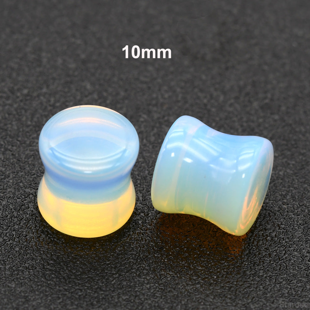1 Pair 0G 00G Flesh Tunner Earrings Opalite Ear Stretchers Plugs and Tunnels Glass Expander