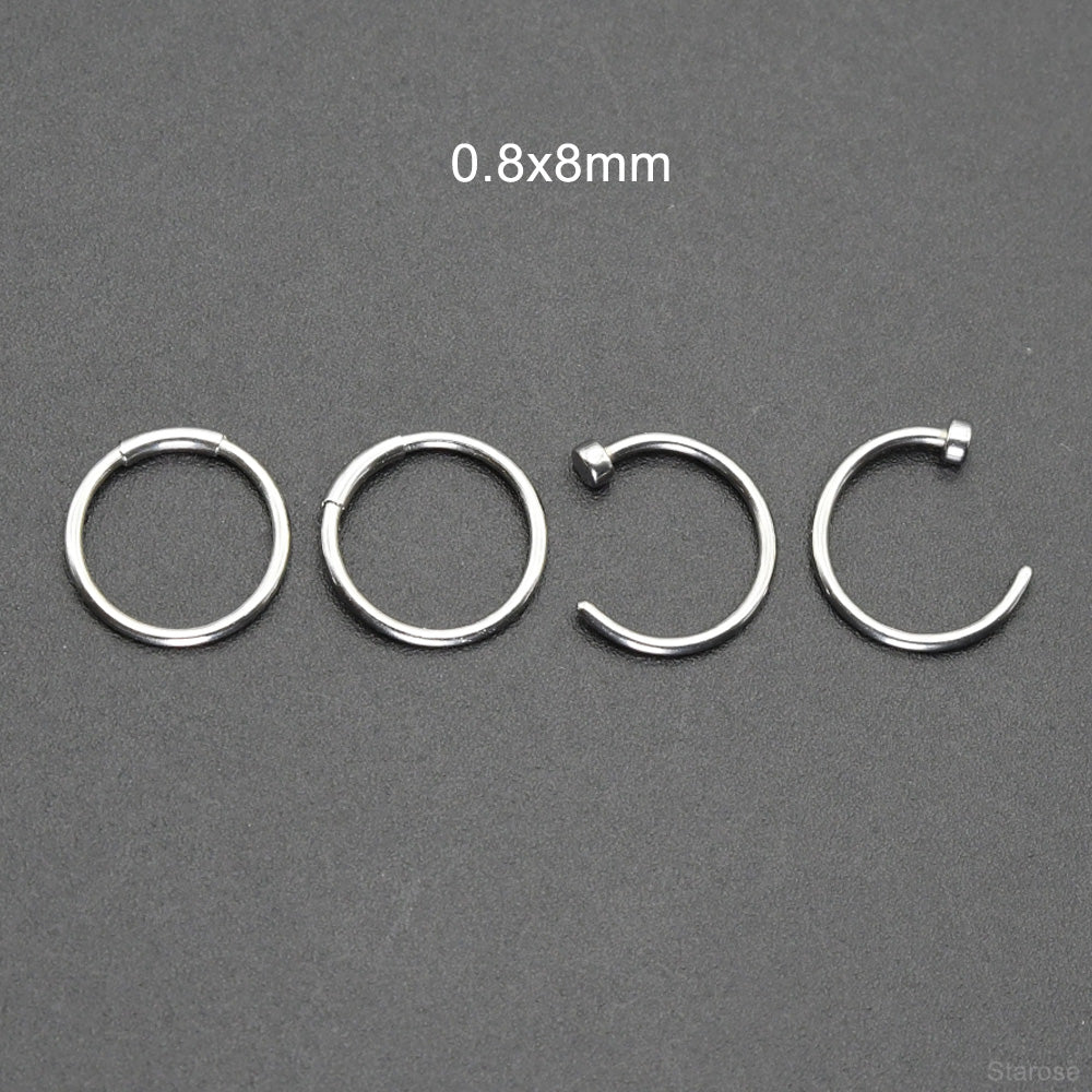 24 Pcs-Pack Cute 1.5/2/2.5/3mm Nose Studs 316L Stainless Steel Labret Stud Nose Rings Hoop for Helix Rook Daith Piercing