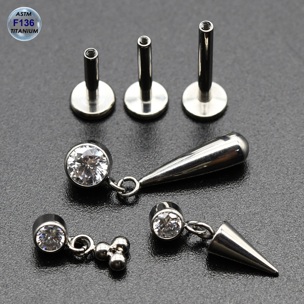 1 Piece Titanium Labret Bar Tassel Chain Earrings ASTM F136 Titanium Piercing Body Jewelry