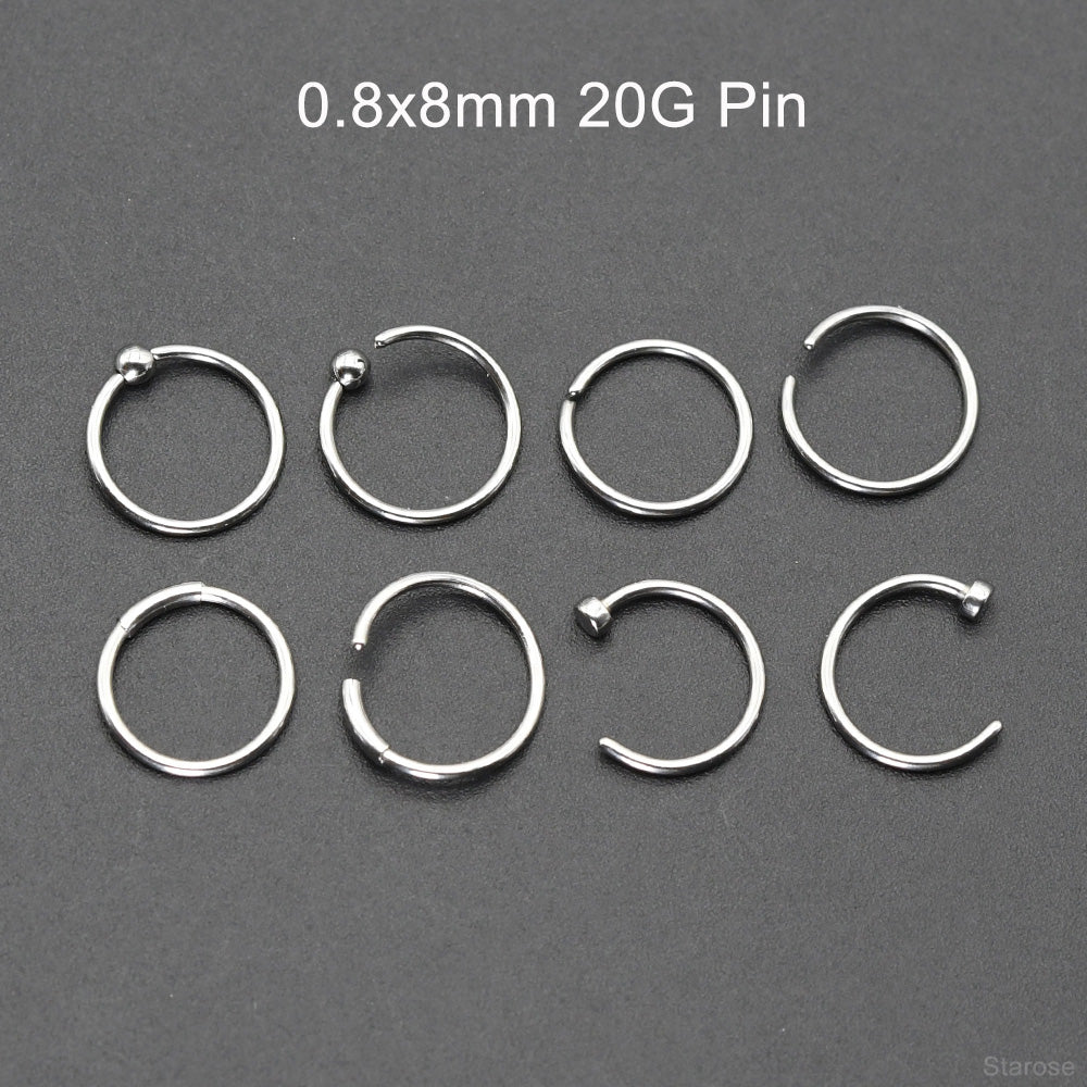 24 Pcs-Pack Cute 1.5/2/2.5/3mm Nose Studs 316L Stainless Steel Labret Stud Nose Rings Hoop for Helix Rook Daith Piercing