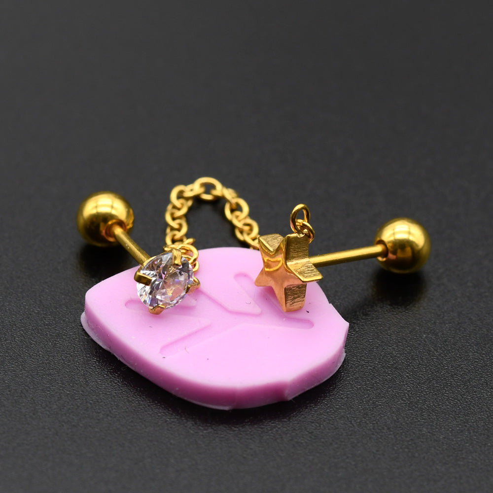 1 Piece 38mm Chain Tassel Earrings with Zircon Ear Piercing Jewelry
