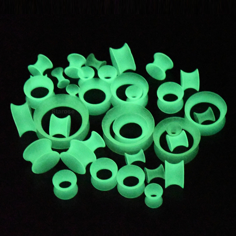 10 Pieces-Pack 3-24mm Glow-in-the-Dark Silicone Tunnels Flexible Ear Plugs 00G 0G Large Gauge Soft Ear Skin Tunnels Earlets Luminus Ear Stretchers Noctilucent Ear Dilations