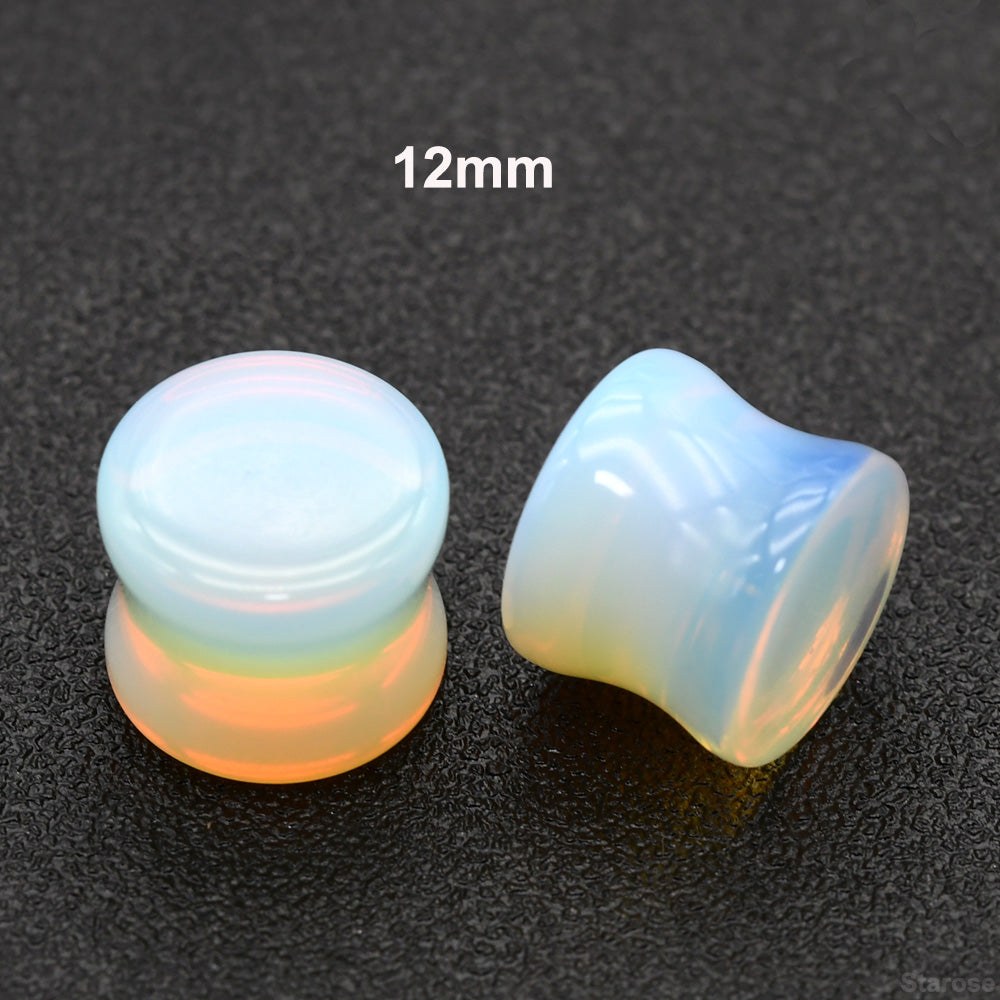 1 Pair 0G 00G Flesh Tunner Earrings Opalite Ear Stretchers Plugs and Tunnels Glass Expander