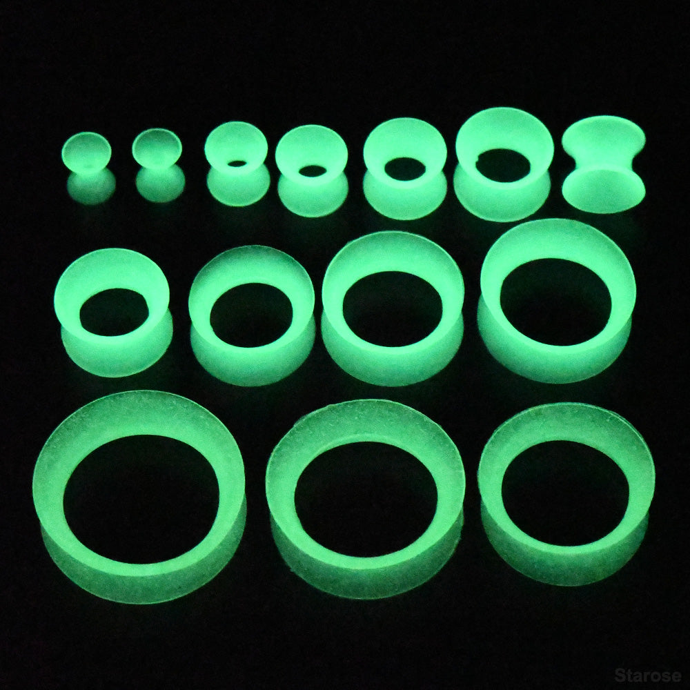 10 Pieces-Pack 3-24mm Glow-in-the-Dark Silicone Tunnels Flexible Ear Plugs 00G 0G Large Gauge Soft Ear Skin Tunnels Earlets Luminus Ear Stretchers Noctilucent Ear Dilations