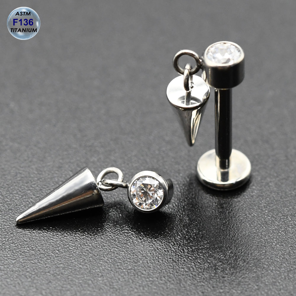 1 Piece Titanium Labret Bar Tassel Chain Earrings ASTM F136 Titanium Piercing Body Jewelry
