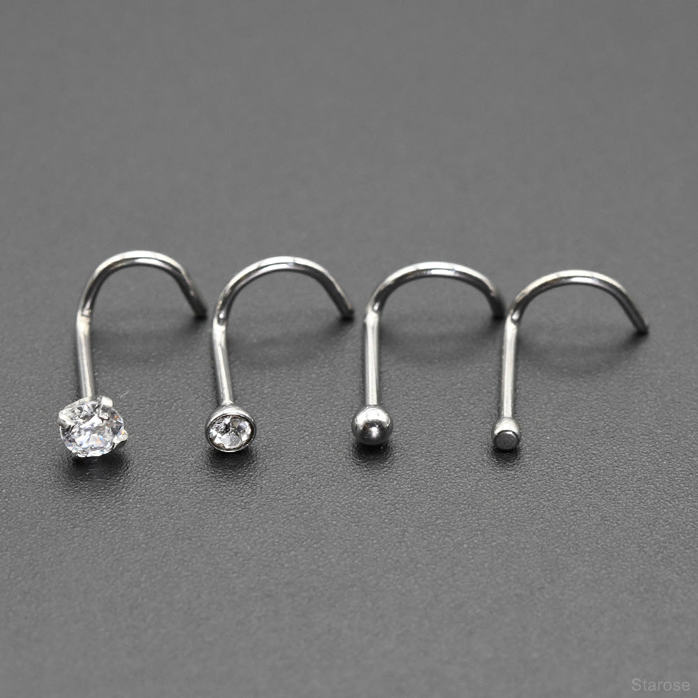 24 Pcs-Pack Cute 1.5/2/2.5/3mm Nose Studs 316L Stainless Steel Labret Stud Nose Rings Hoop for Helix Rook Daith Piercing