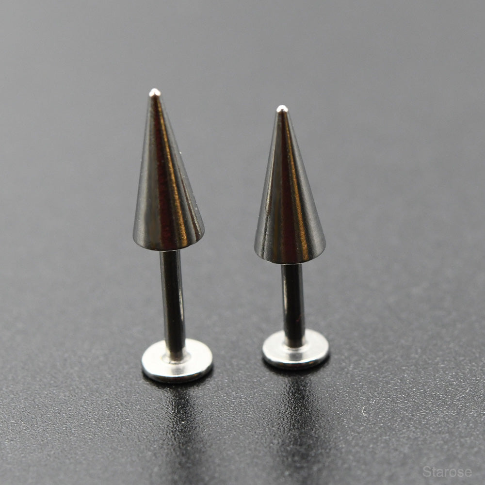 2Pcs-Pack 8.7mm Long Spike Earrings Stainless Steel Labret Bar Lip Piercing Cone Helix Spike Piercing Ear Studs Jewelry