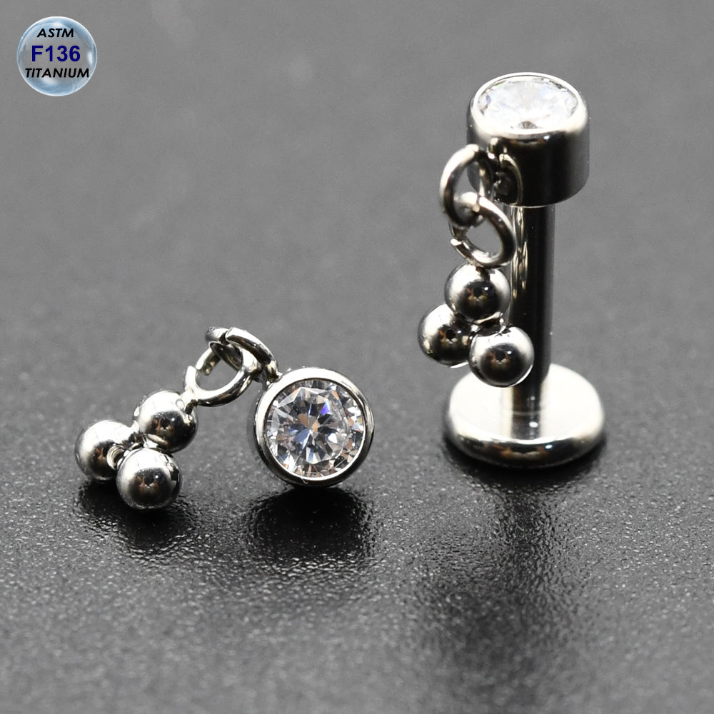 1 Piece Titanium Labret Bar Tassel Chain Earrings ASTM F136 Titanium Piercing Body Jewelry