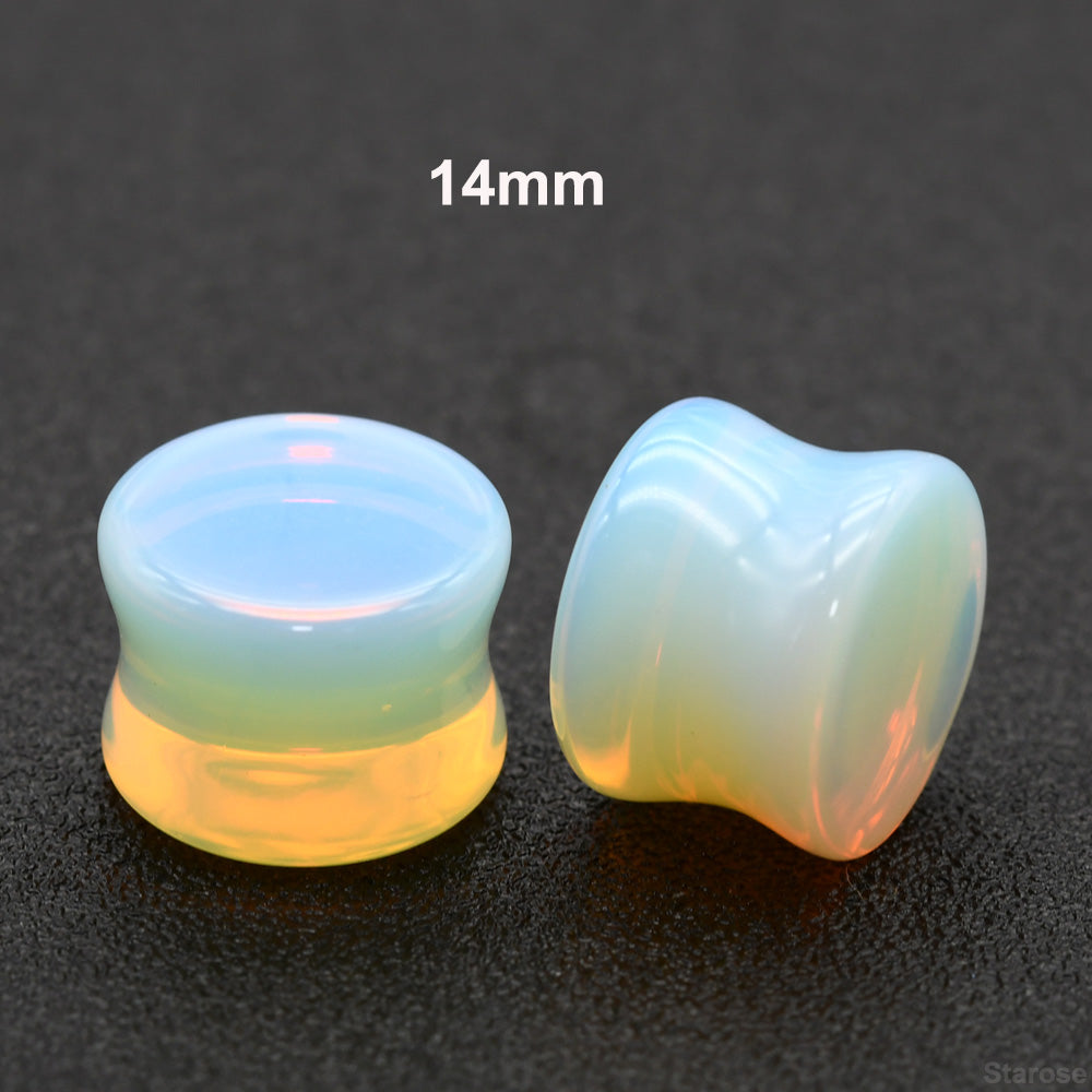 1 Pair 0G 00G Flesh Tunner Earrings Opalite Ear Stretchers Plugs and Tunnels Glass Expander