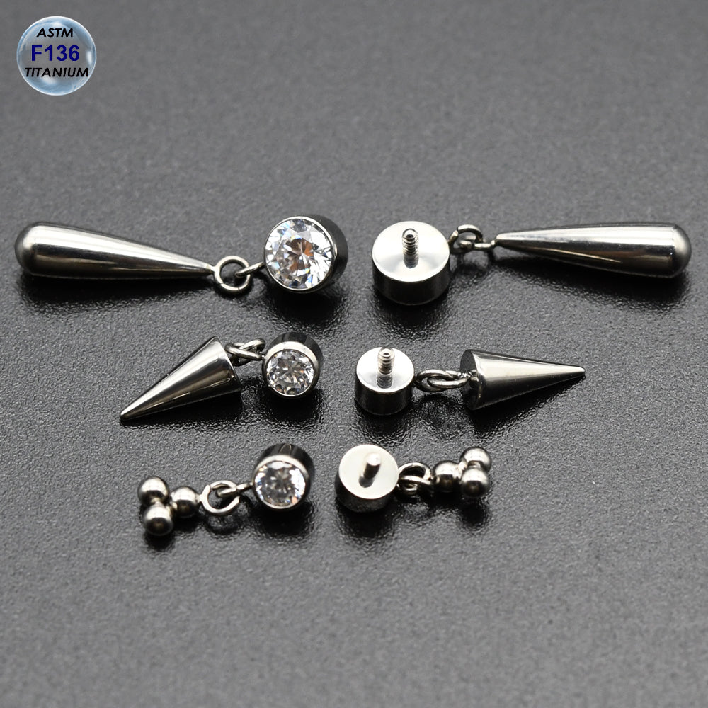 1 Piece Titanium Labret Bar Tassel Chain Earrings ASTM F136 Titanium Piercing Body Jewelry