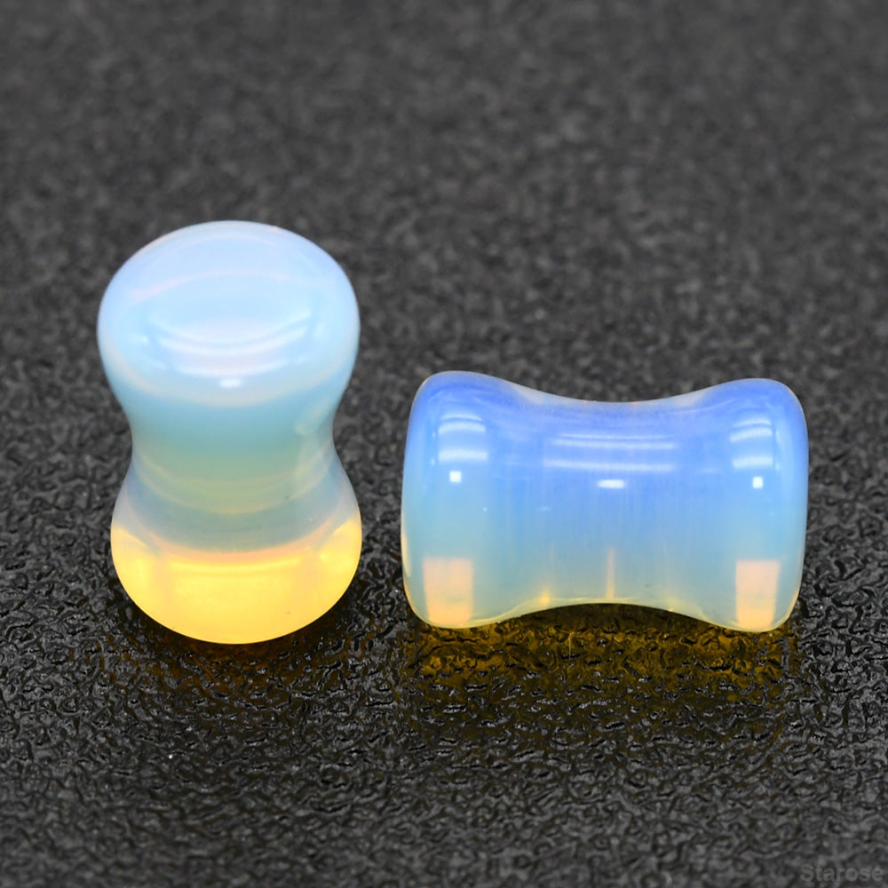 1 Pair 0G 00G Flesh Tunner Earrings Opalite Ear Stretchers Plugs and Tunnels Glass Expander