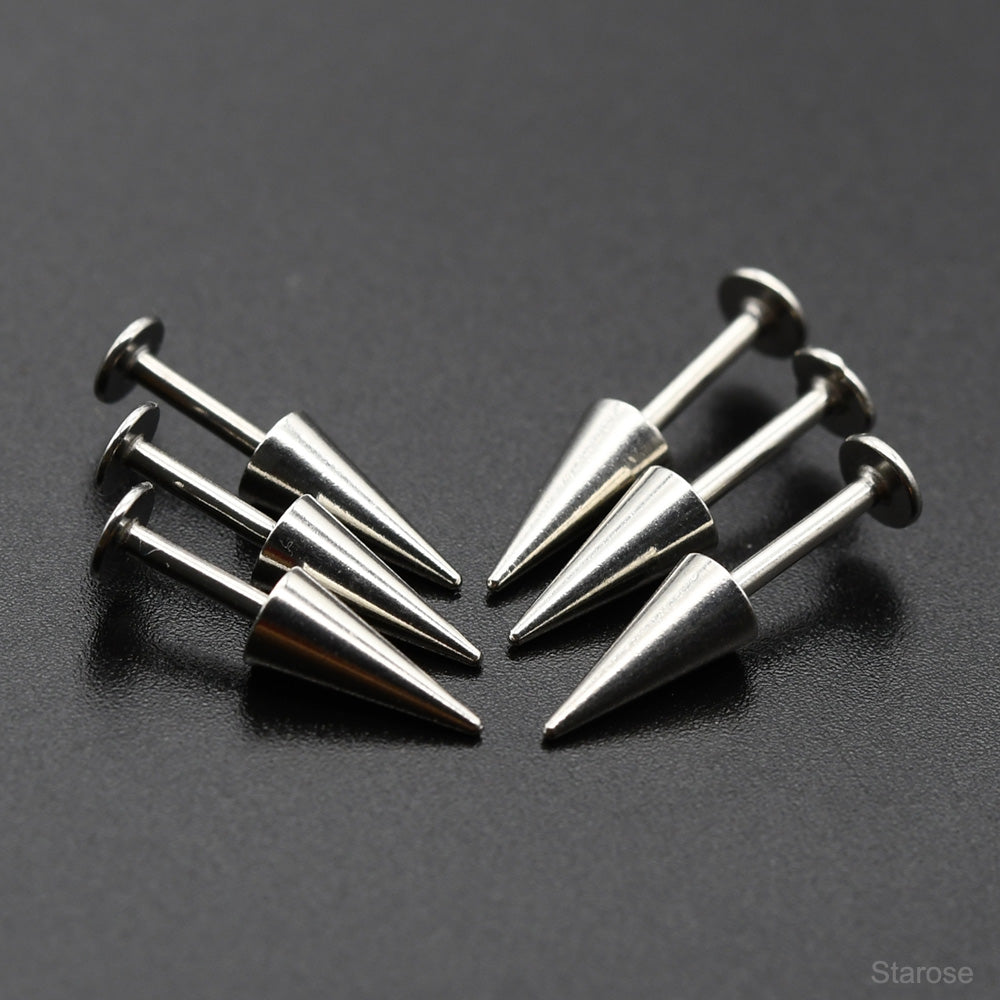 2Pcs-Pack 8.7mm Long Spike Earrings Stainless Steel Labret Bar Lip Piercing Cone Helix Spike Piercing Ear Studs Jewelry