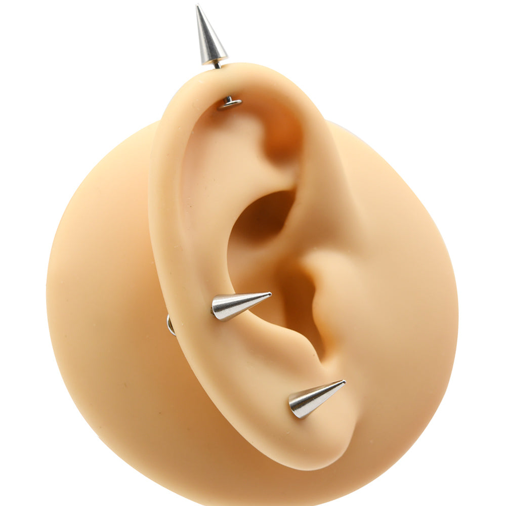2Pcs-Pack 8.7mm Long Spike Earrings Stainless Steel Labret Bar Lip Piercing Cone Helix Spike Piercing Ear Studs Jewelry