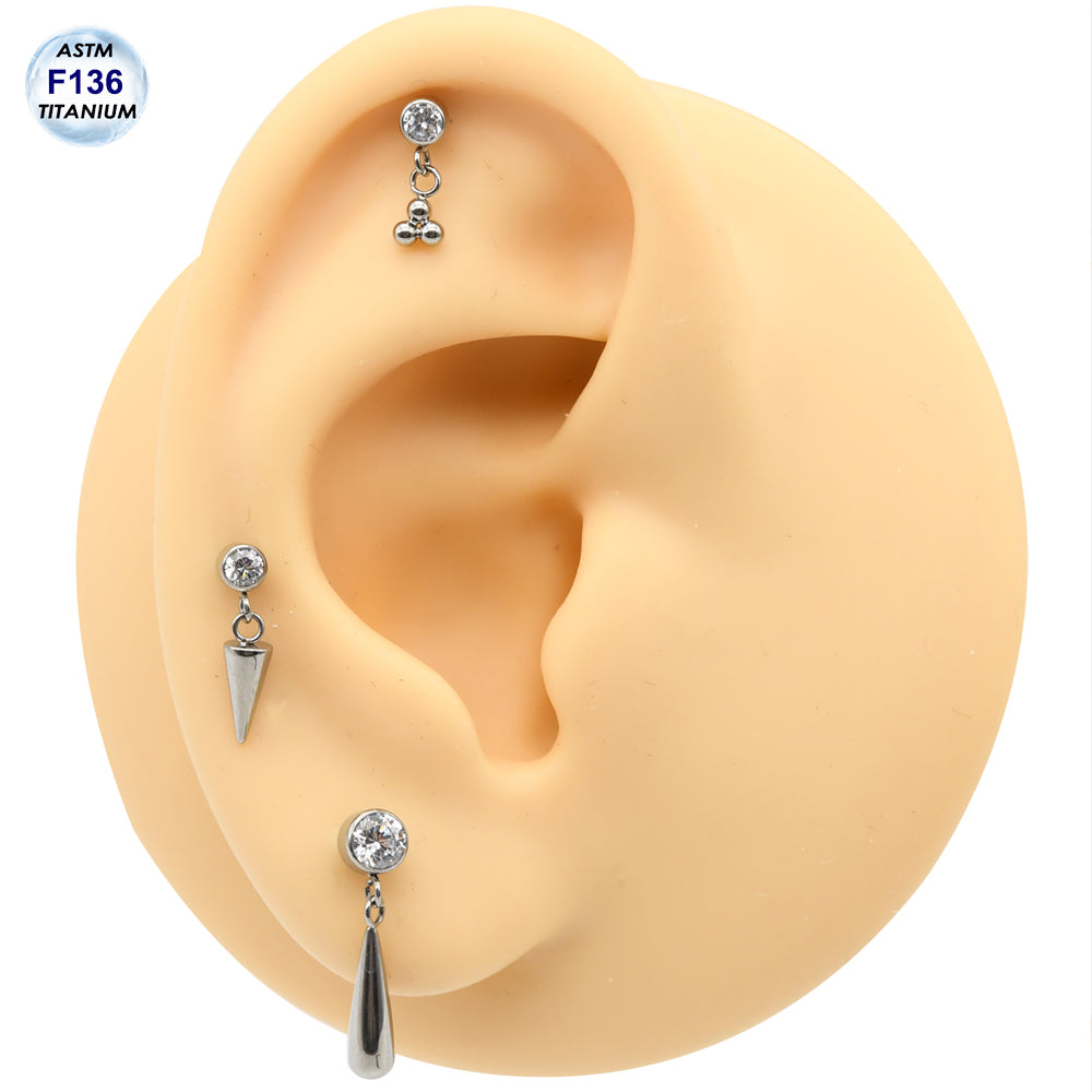 1 Piece Titanium Labret Bar Tassel Chain Earrings ASTM F136 Titanium Piercing Body Jewelry
