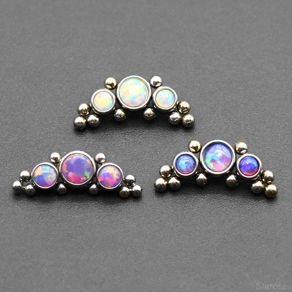 1 Piece Genuine Opal Stud Earring 316L Stainless Steel Labret Nose Ear Piercng Jewelry with Mini Ball Internally Threaded Post