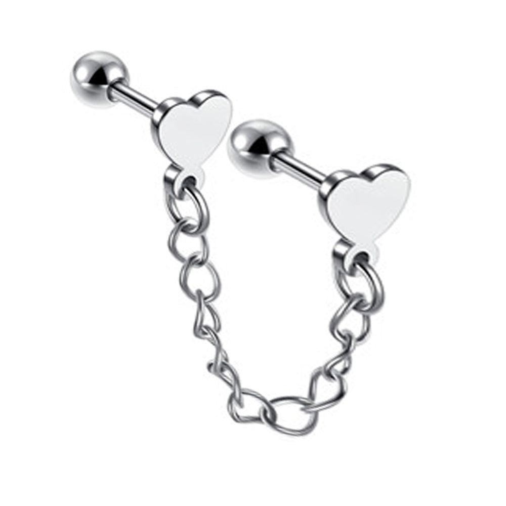 1 Piece 60mm Chain Tassel Earrings Stainless Steel Heart Conch Piercing Ear Jewelry