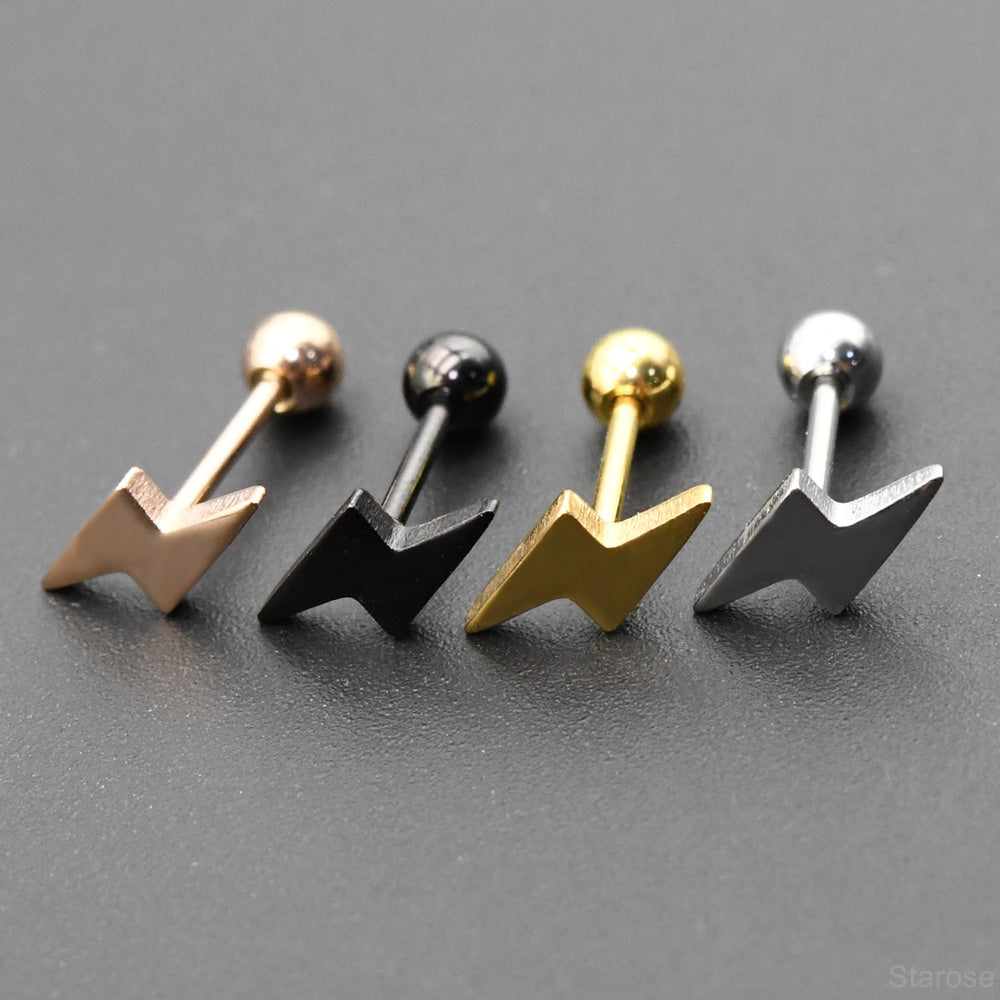 1 Pair Lightning Stainless Steel Helix Cartilage Earrings Tragus Conch Piercing Stud