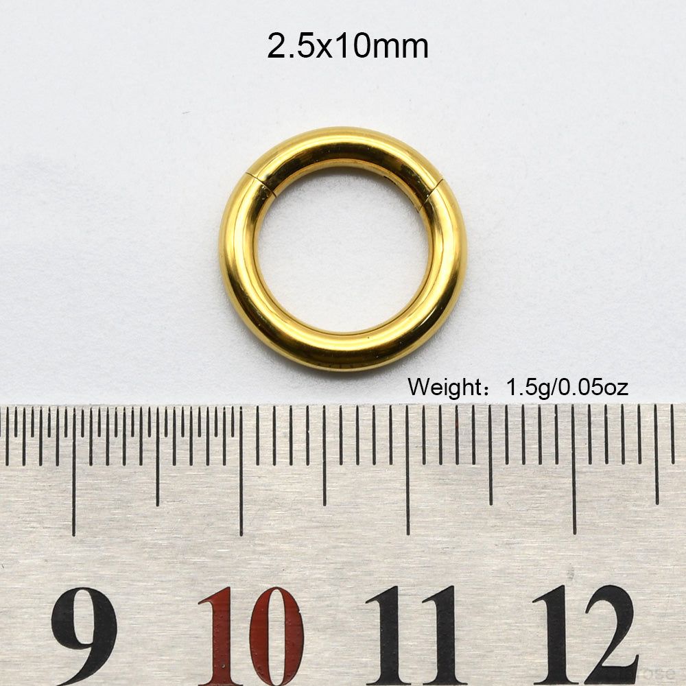 1 Piece Large Guage 12G/2mm to 00G/10mm 316L Stainless Steel Hinged Clicker Septum Rings Seamless Nose Ring Hoop Ear Piercing Earweight
