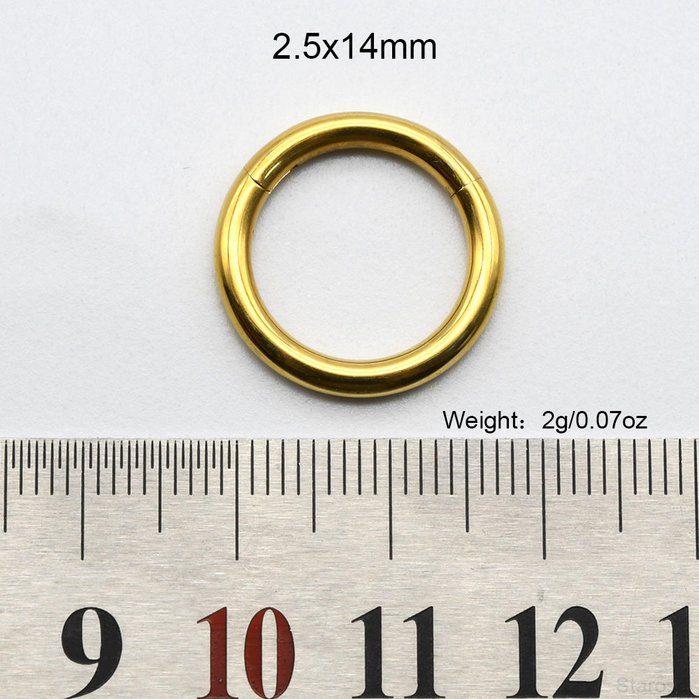 1 Piece Large Guage 12G/2mm to 00G/10mm 316L Stainless Steel Hinged Clicker Septum Rings Seamless Nose Ring Hoop Ear Piercing Earweight