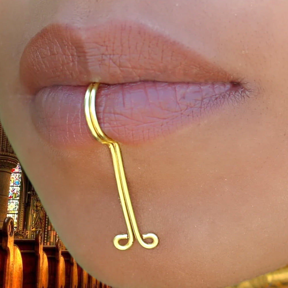 1 Piece New Style Stainless Steel Wire Lip Cuff Labret Chin Cuff Adjustable Pierceless Lip Ring Fake Piercing Tribal Jewelry