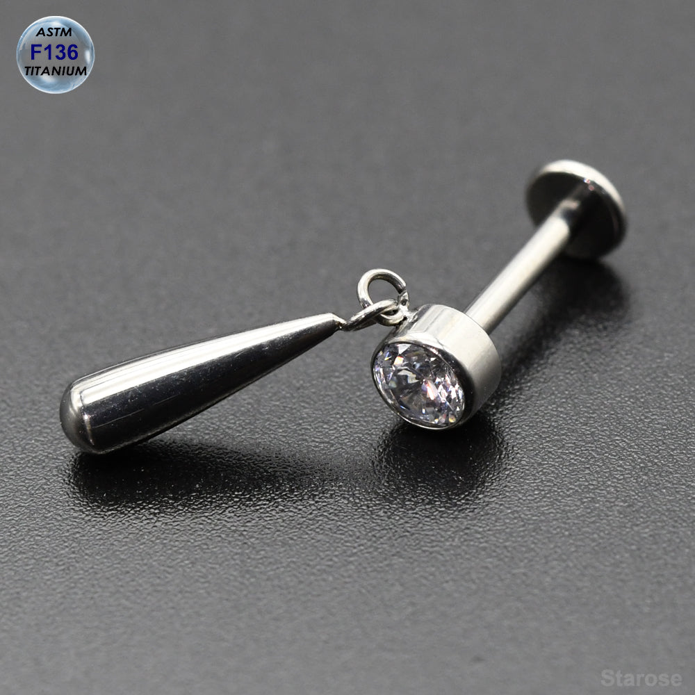 1 Piece Titanium Labret Bar Tassel Chain Earrings ASTM F136 Titanium Piercing Body Jewelry