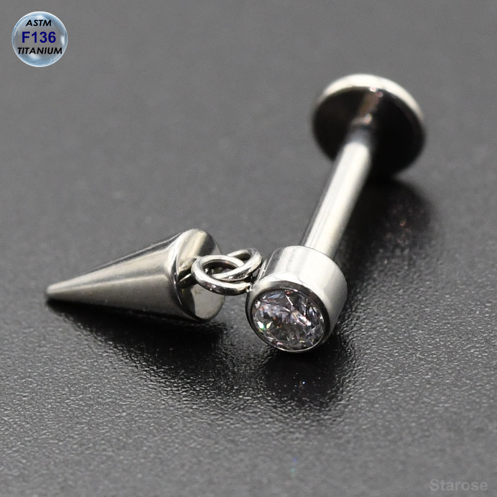1 Piece Titanium Labret Bar Tassel Chain Earrings ASTM F136 Titanium Piercing Body Jewelry