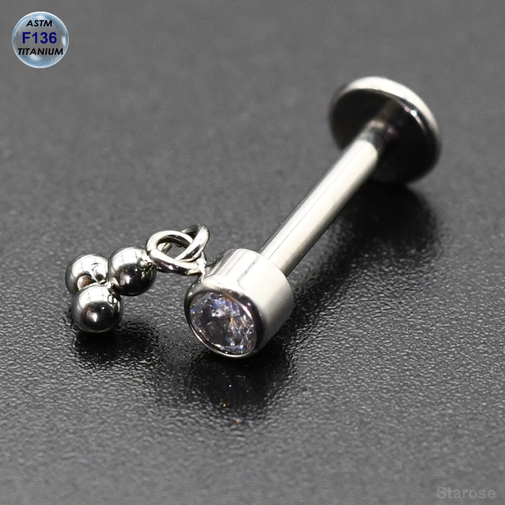 1 Piece Titanium Labret Bar Tassel Chain Earrings ASTM F136 Titanium Piercing Body Jewelry