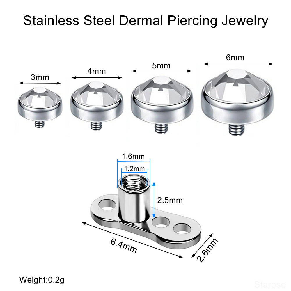 1 Piece Light Tide Round Top Micro Dermal Piercing Skin Diver Piercing Hand Hide-it Skin Stainless Steel Body Jewelry