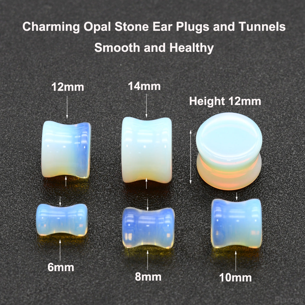1 Pair 0G 00G Flesh Tunner Earrings Opalite Ear Stretchers Plugs and Tunnels Glass Expander
