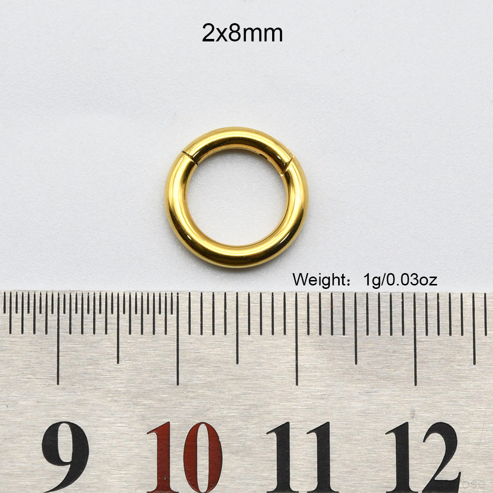 1 Piece Large Guage 12G/2mm to 00G/10mm 316L Stainless Steel Hinged Clicker Septum Rings Seamless Nose Ring Hoop Ear Piercing Earweight