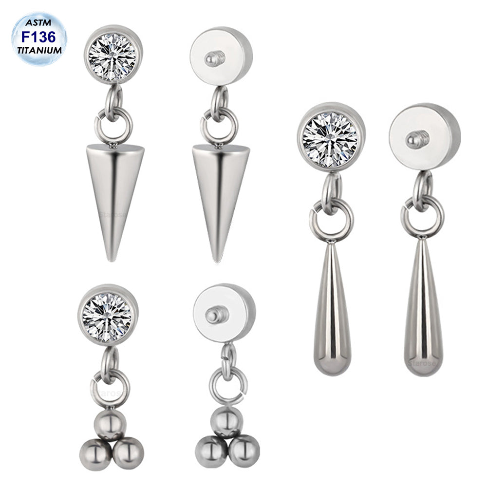 1 Piece Titanium Labret Bar Tassel Chain Earrings ASTM F136 Titanium Piercing Body Jewelry