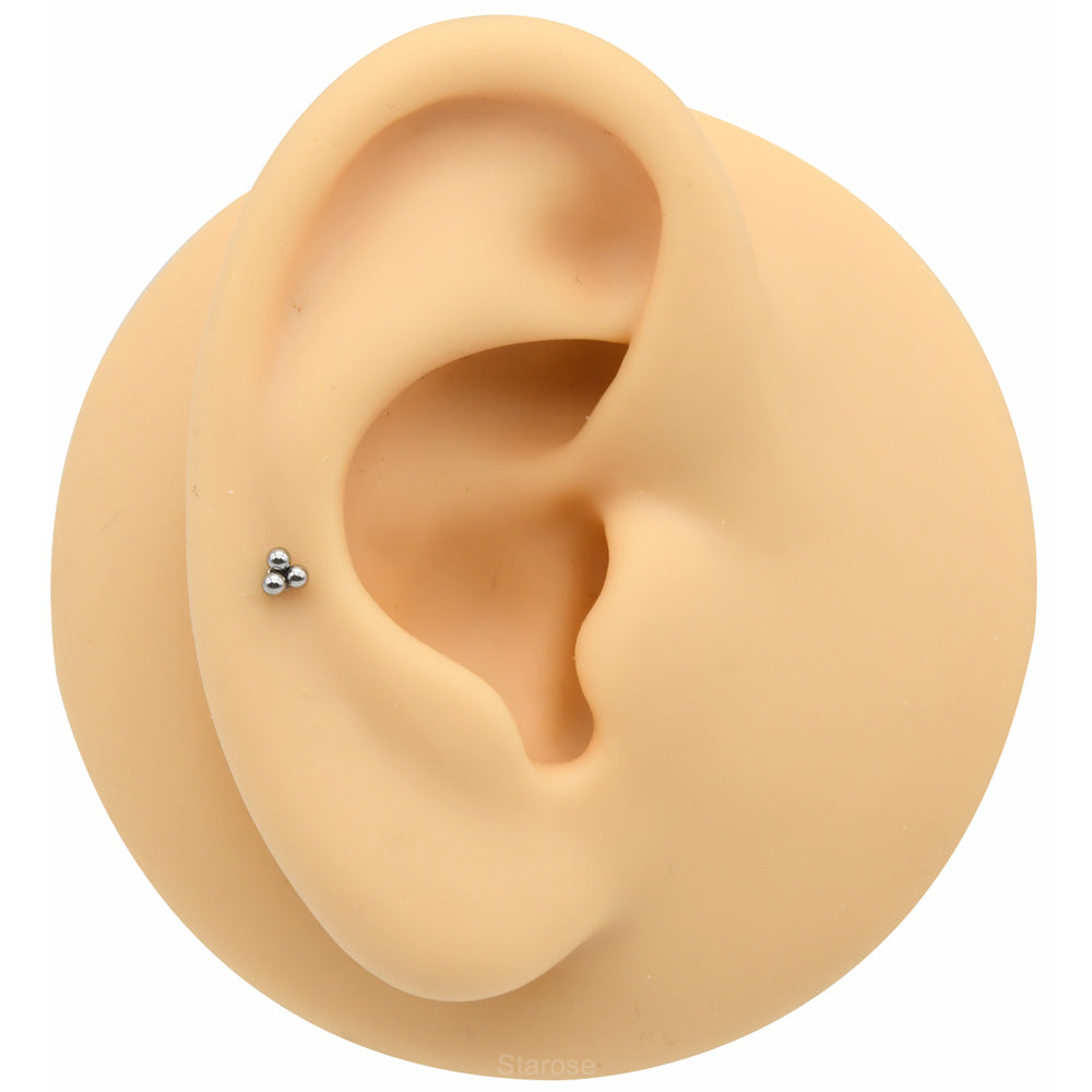 2 Pieces 2.8mm Mini Three-Ball Nose Studs Stainless Steel Barbell Piercing Helix Cartilage Conch Stud Earring