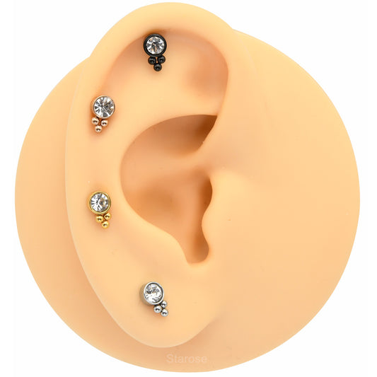 1 Pair Lovely Stainless Steel Mini Ball Helix Cartilage Lobe Stud Earrings for Women Men Conch Tragus Piercing Jewelry