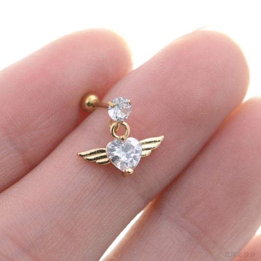 1 Pair Crystal Zircon Heart Dangle Earrings for Women Ear Piercing