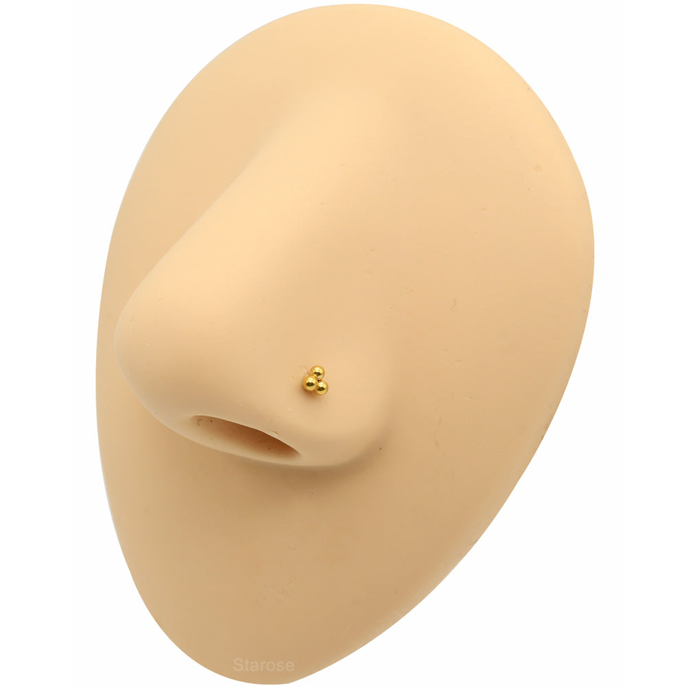 2 Pieces 2.8mm Mini Three-Ball Nose Studs Stainless Steel Barbell Piercing Helix Cartilage Conch Stud Earring