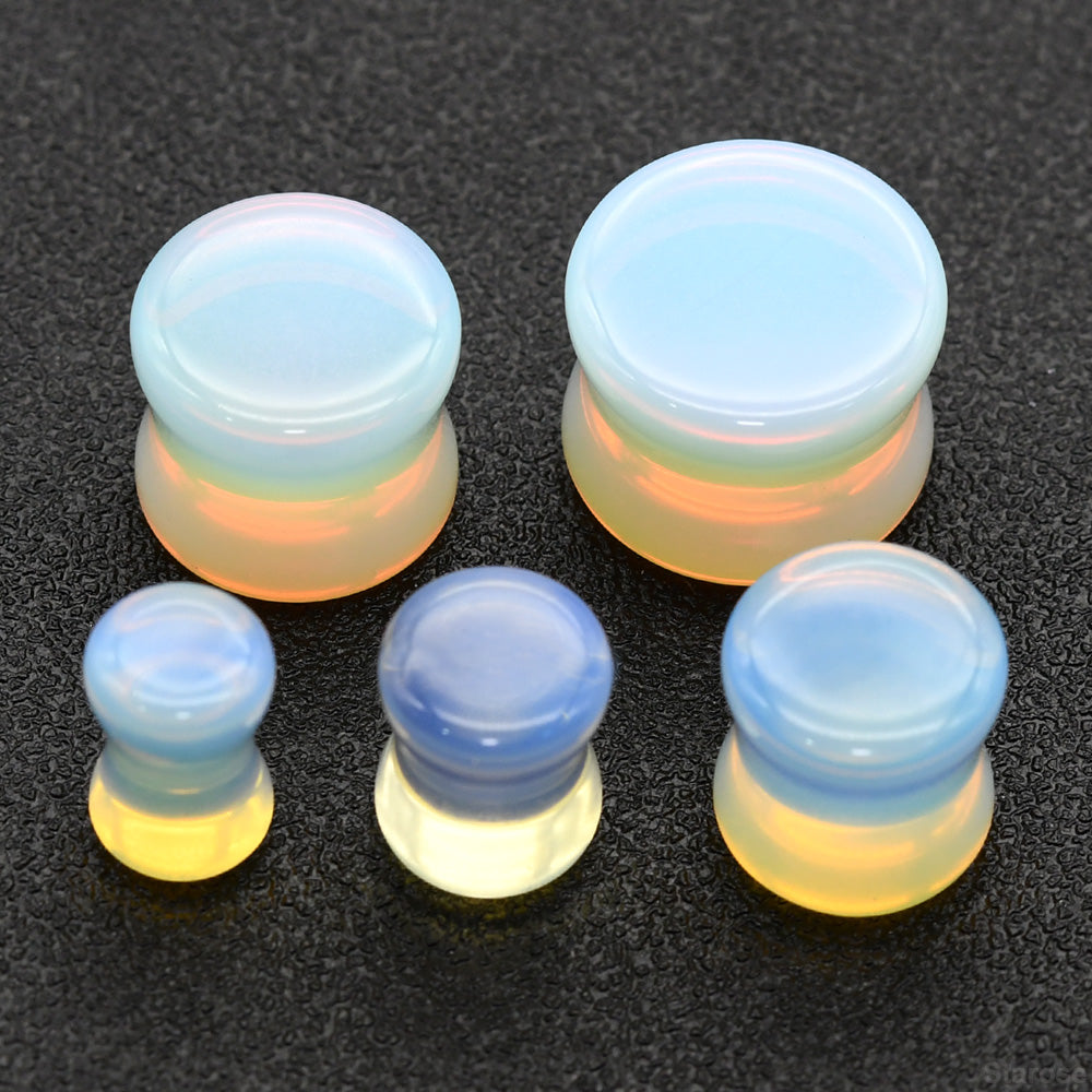 1 Pair 0G 00G Flesh Tunner Earrings Opalite Ear Stretchers Plugs and Tunnels Glass Expander