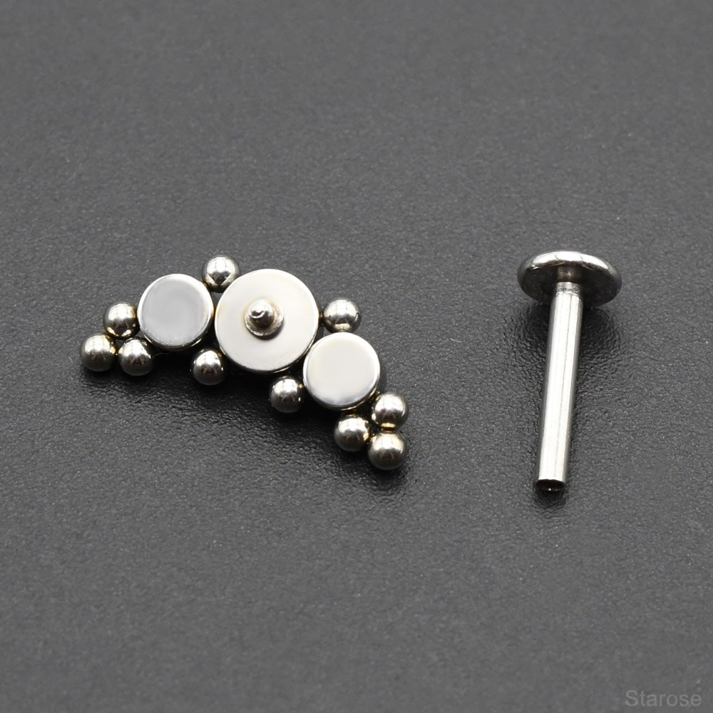 1 Piece Genuine Opal Stud Earring 316L Stainless Steel Labret Nose Ear Piercng Jewelry with Mini Ball Internally Threaded Post
