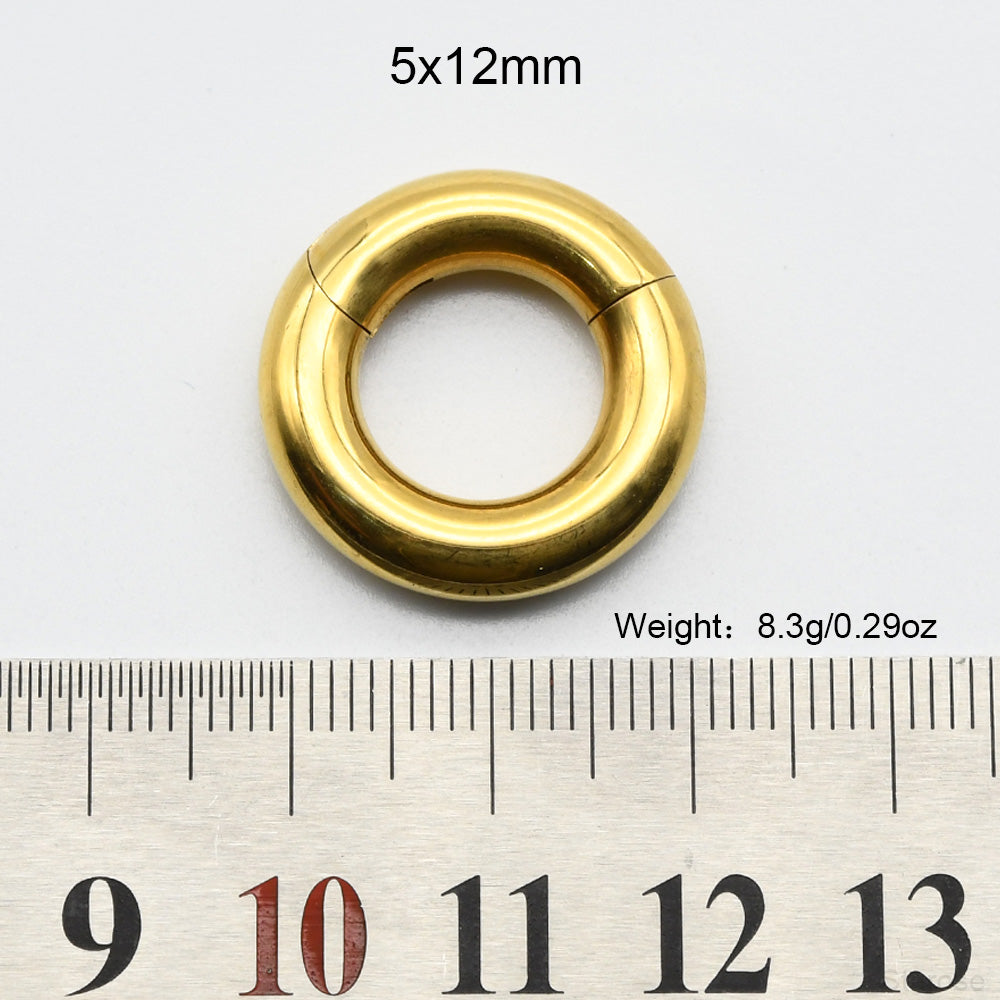 1 Piece Large Guage 12G/2mm to 00G/10mm 316L Stainless Steel Hinged Clicker Septum Rings Seamless Nose Ring Hoop Ear Piercing Earweight