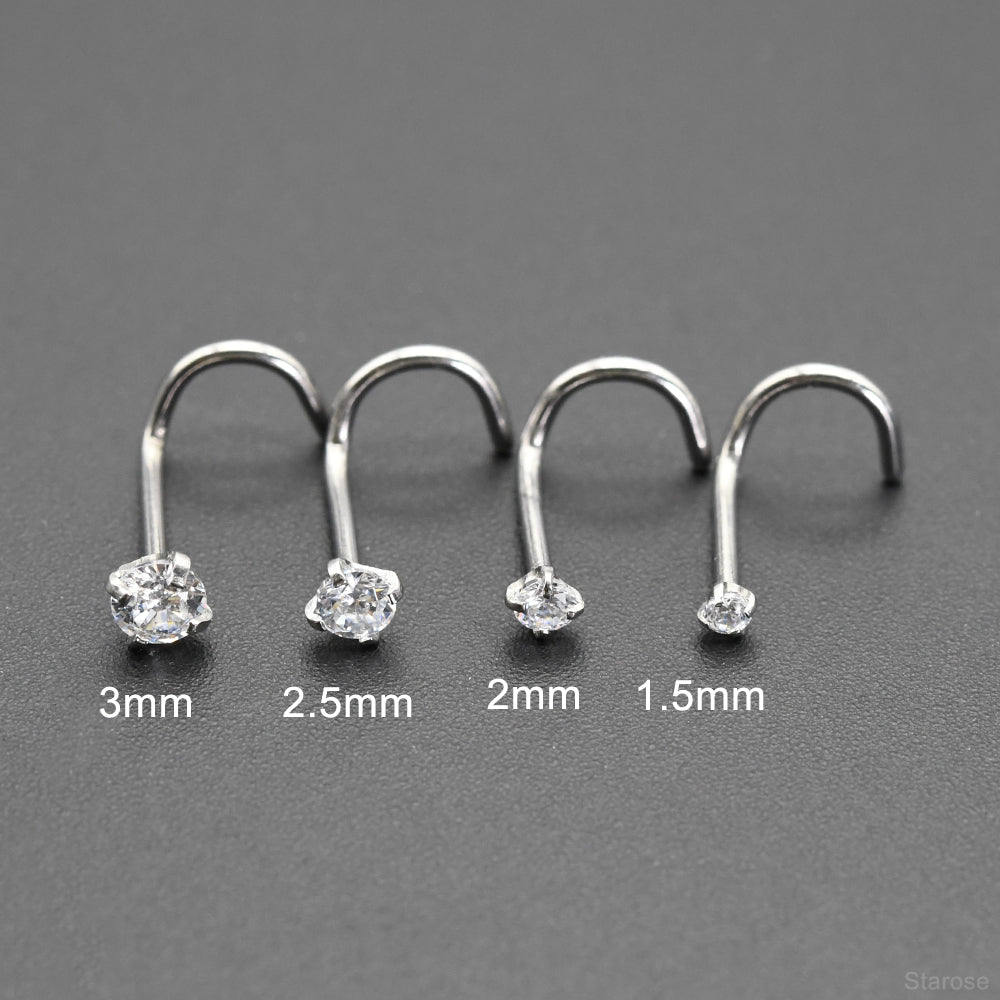 24 Pcs-Pack Cute 1.5/2/2.5/3mm Nose Studs 316L Stainless Steel Labret Stud Nose Rings Hoop for Helix Rook Daith Piercing
