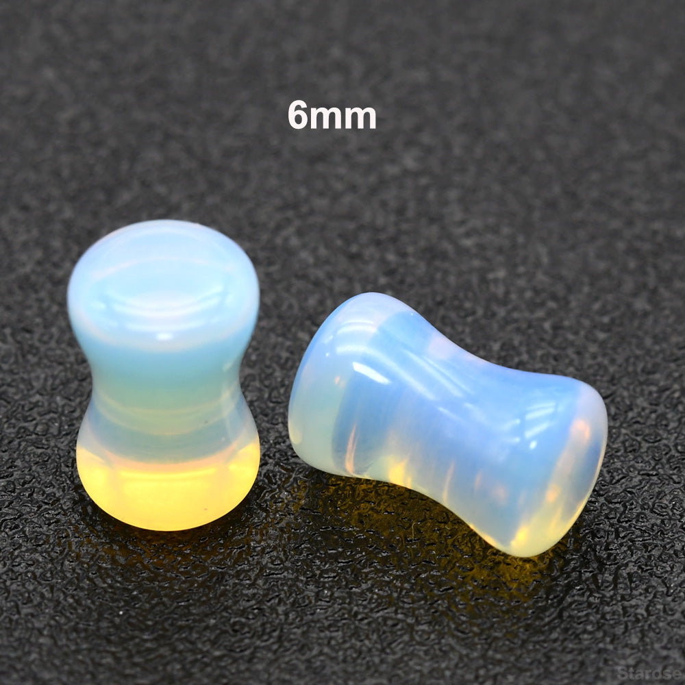 1 Pair 0G 00G Flesh Tunner Earrings Opalite Ear Stretchers Plugs and Tunnels Glass Expander