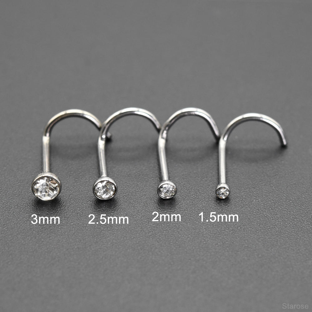 24 Pcs-Pack Cute 1.5/2/2.5/3mm Nose Studs 316L Stainless Steel Labret Stud Nose Rings Hoop for Helix Rook Daith Piercing