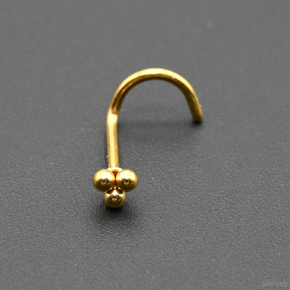 2 Pieces 2.8mm Mini Three-Ball Nose Studs Stainless Steel Barbell Piercing Helix Cartilage Conch Stud Earring