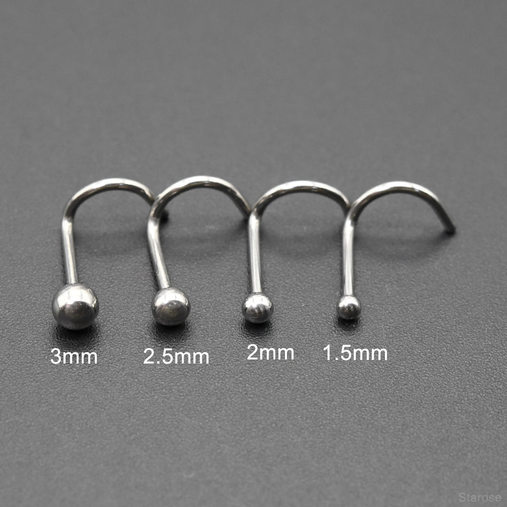 24 Pcs-Pack Cute 1.5/2/2.5/3mm Nose Studs 316L Stainless Steel Labret Stud Nose Rings Hoop for Helix Rook Daith Piercing