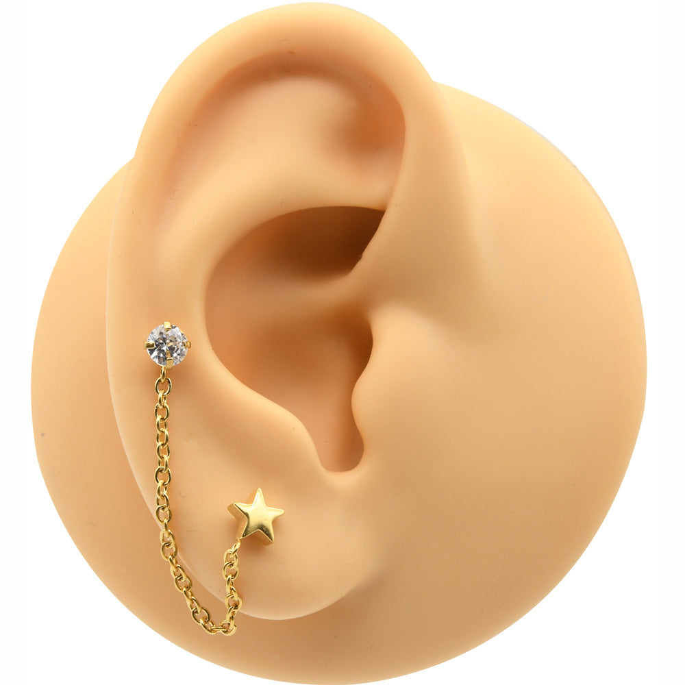 1 Piece 38mm Chain Tassel Earrings with Zircon Ear Piercing Jewelry