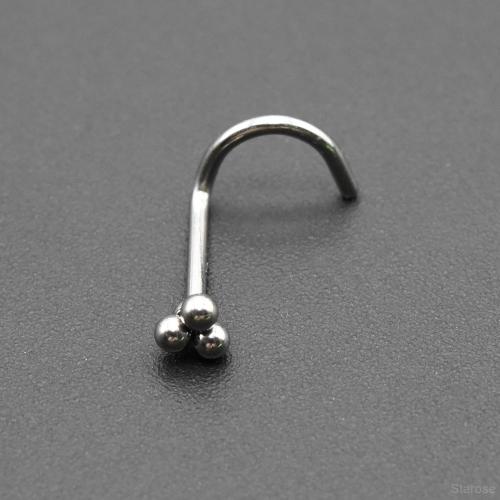 2 Pieces 2.8mm Mini Three-Ball Nose Studs Stainless Steel Barbell Piercing Helix Cartilage Conch Stud Earring