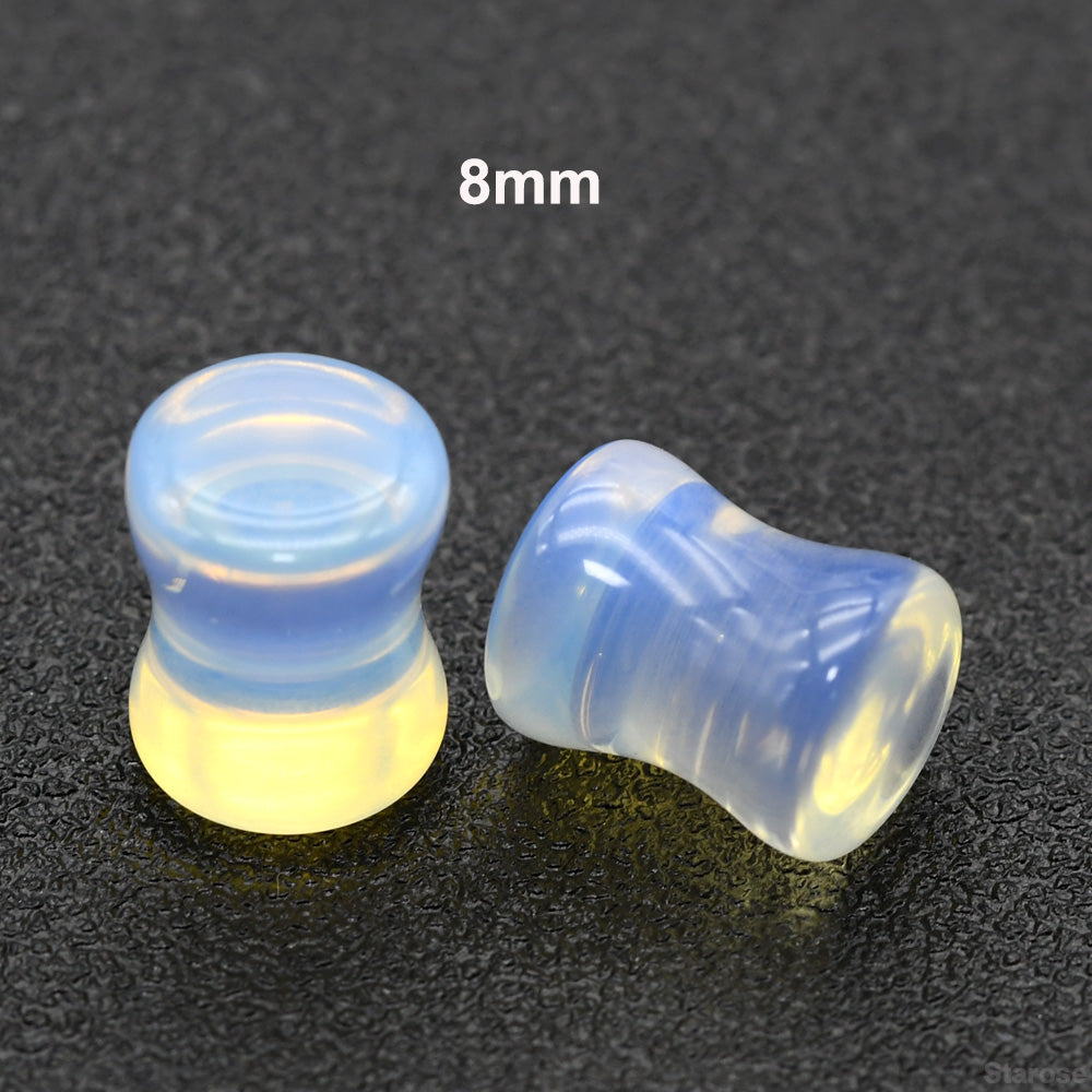 1 Pair 0G 00G Flesh Tunner Earrings Opalite Ear Stretchers Plugs and Tunnels Glass Expander