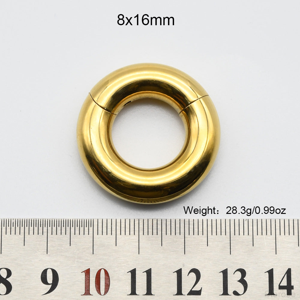 1 Piece Large Guage 12G/2mm to 00G/10mm 316L Stainless Steel Hinged Clicker Septum Rings Seamless Nose Ring Hoop Ear Piercing Earweight